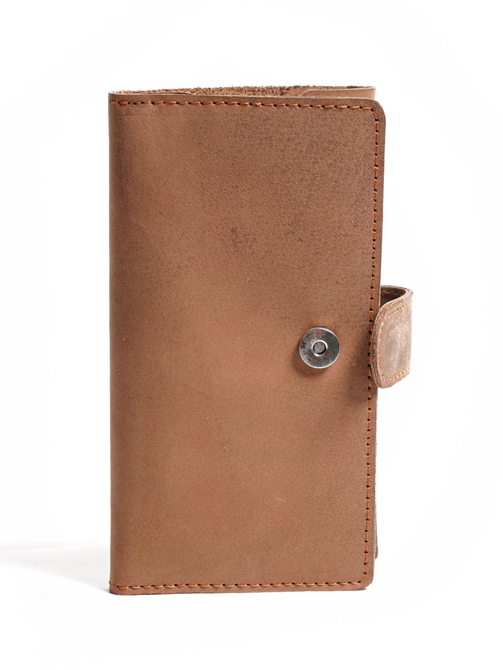 Brown Textured Leather Long Wallet (W-226)