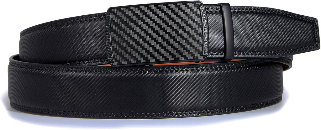 Men's Belt Leather Ratchet Belt for Men Dress Casual Every Day with Adjustable Buckle, Trim to Fit