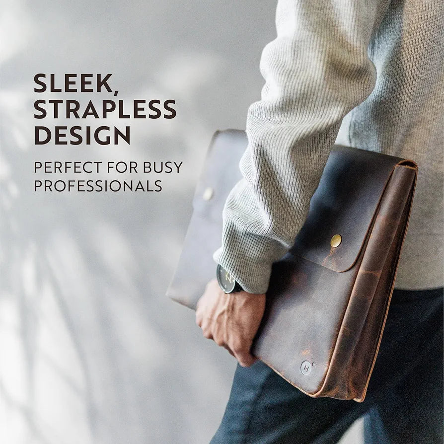 Leather Folder, Full Grain Leather File Folder Organizer Document Holder, Leather Portfolio for Men –Spacious Leather Folio Laptop