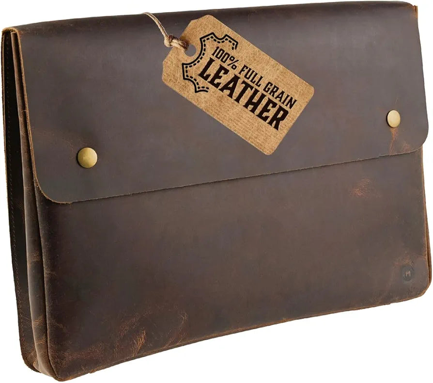 Leather Folder, Full Grain Leather File Folder Organizer Document Holder, Leather Portfolio for Men –Spacious Leather Folio Laptop