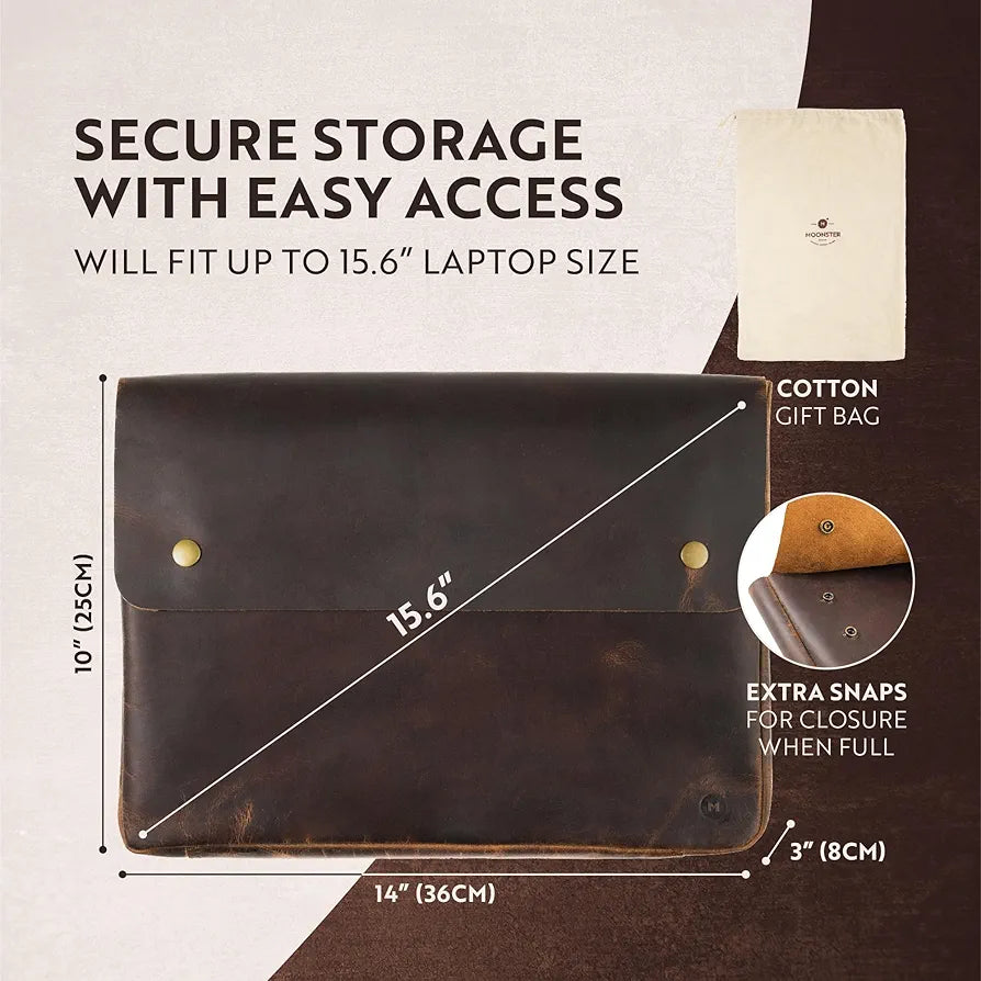 Leather Folder, Full Grain Leather File Folder Organizer Document Holder, Leather Portfolio for Men –Spacious Leather Folio Laptop