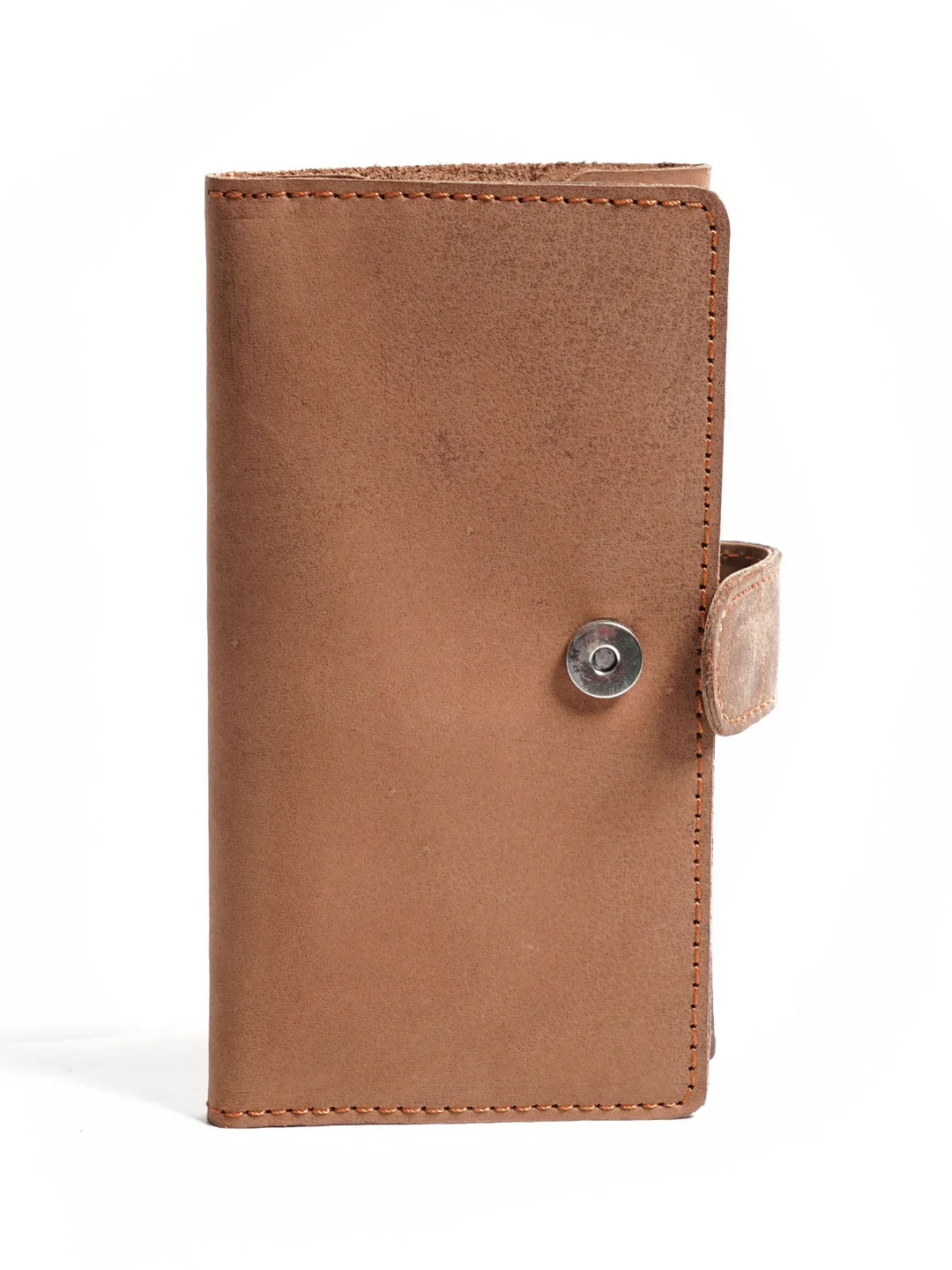 Brown Textured Leather Long Wallet (W-226) - Image 2