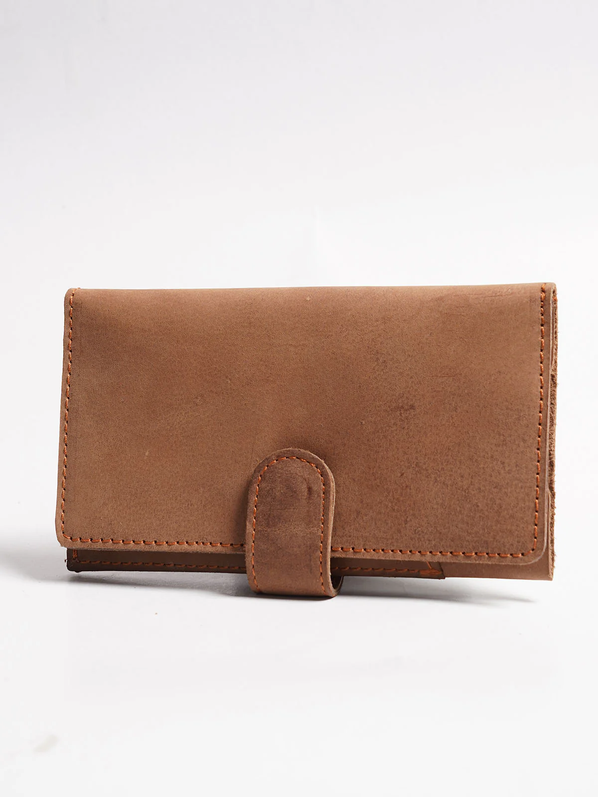 Brown Textured Leather Long Wallet (W-226) - Image 3