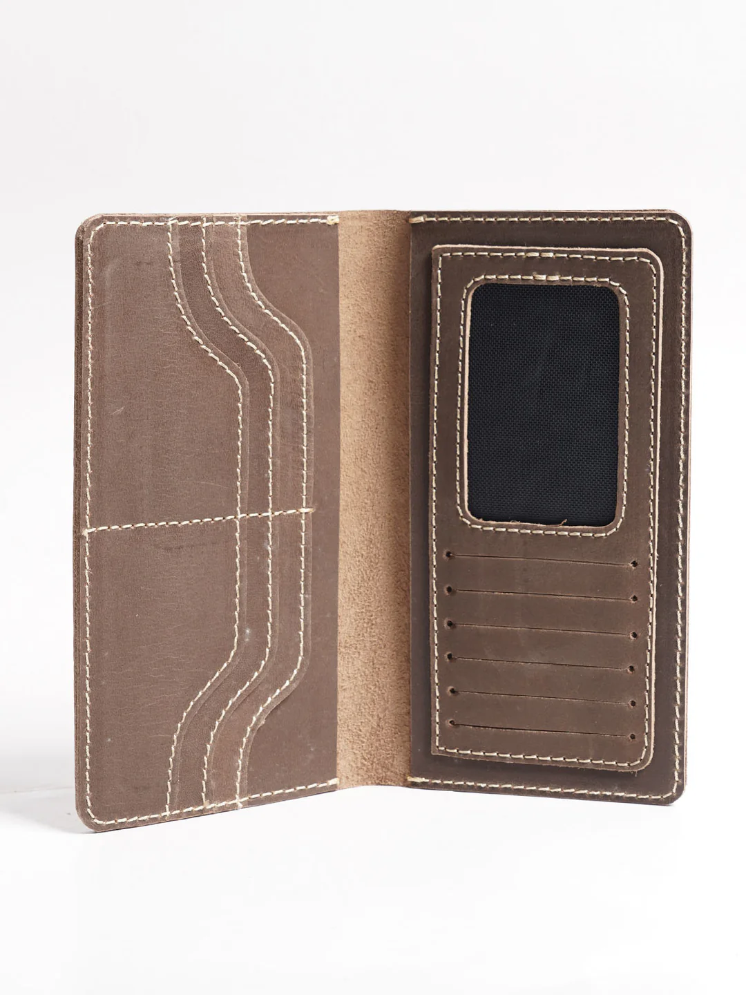 Brown Texture Leather Long Wallet (W-232) - Image 3