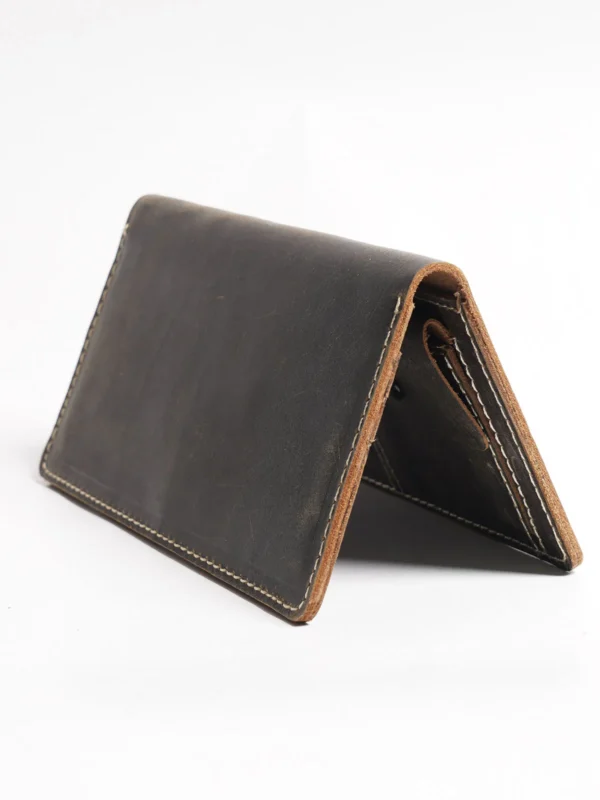 Dark Brown Textured Leather Long Wallet (W-237) - Image 3