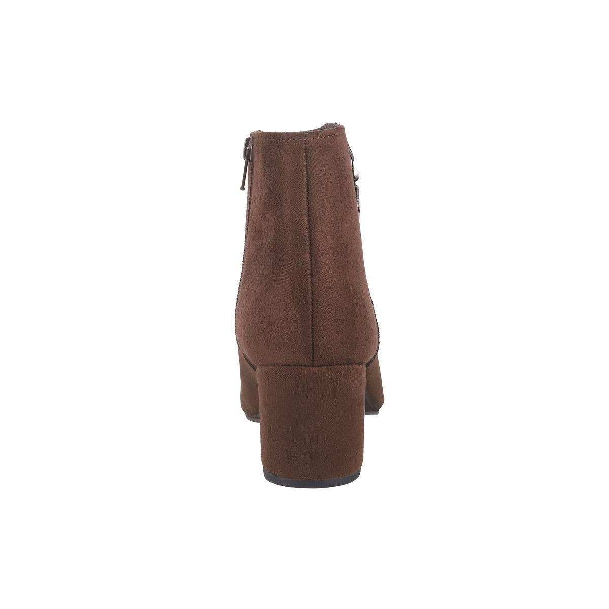 Women Brown-suede Party Boots - Image 4