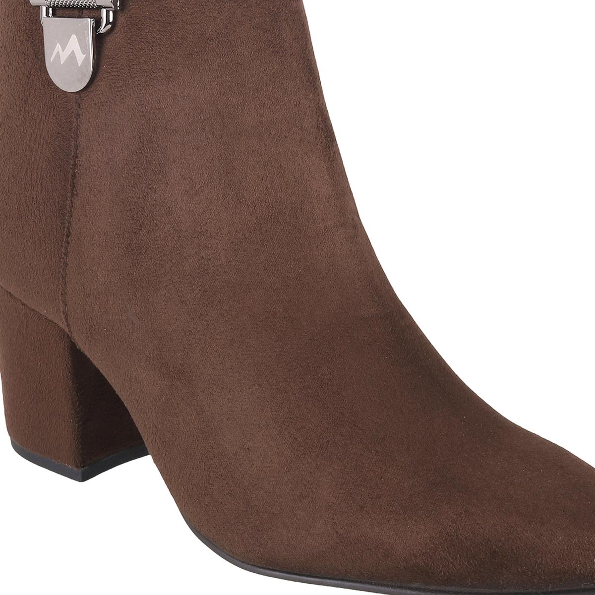 Women Brown-suede Party Boots - Image 2