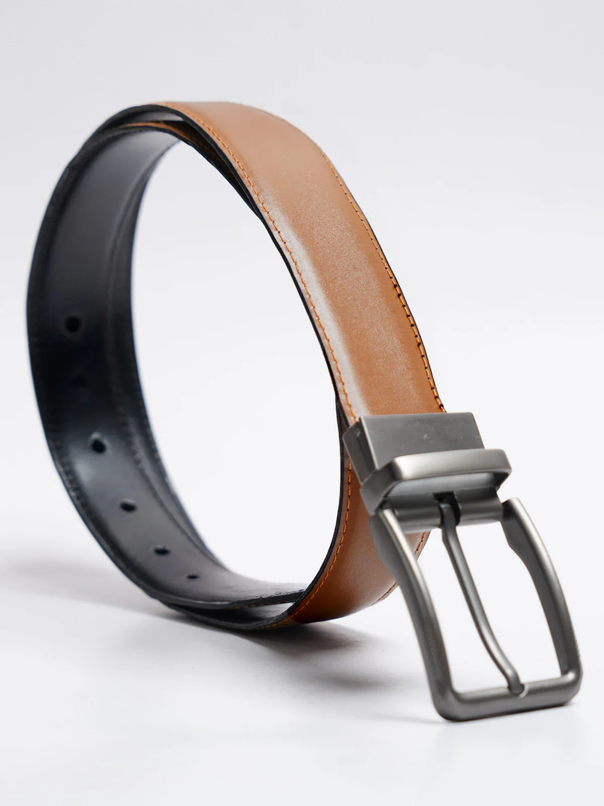 Light Brown & Black Reversible Leather Belt (BELT-804) - Image 2