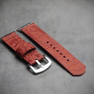 RED TEXTURED PARALLEL STITCHED