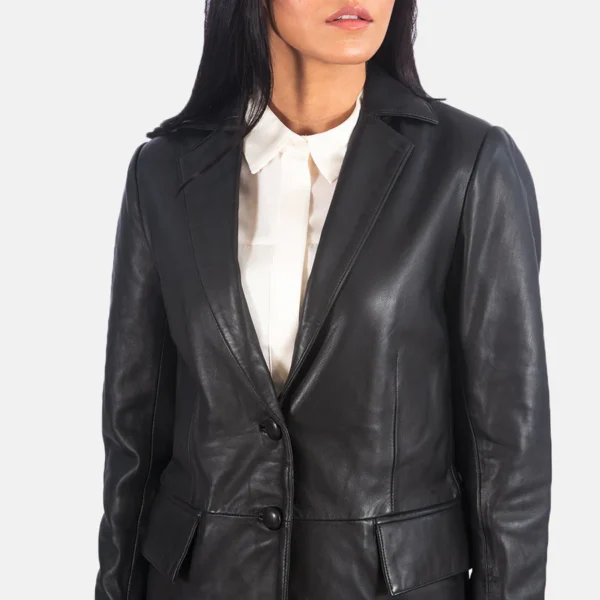 Marilyn Black Leather Blazer - Image 3