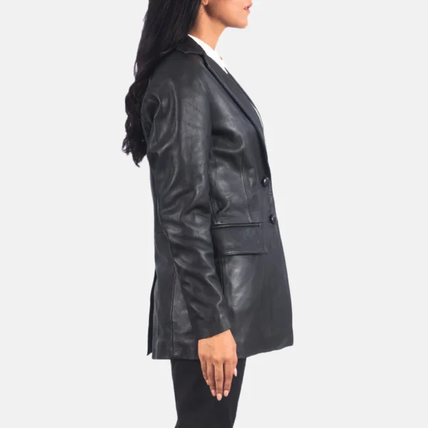 Marilyn Black Leather Blazer - Image 5