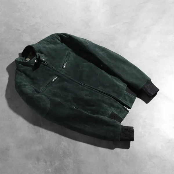 Zenna Green Suede Bomber Jacket - Image 4