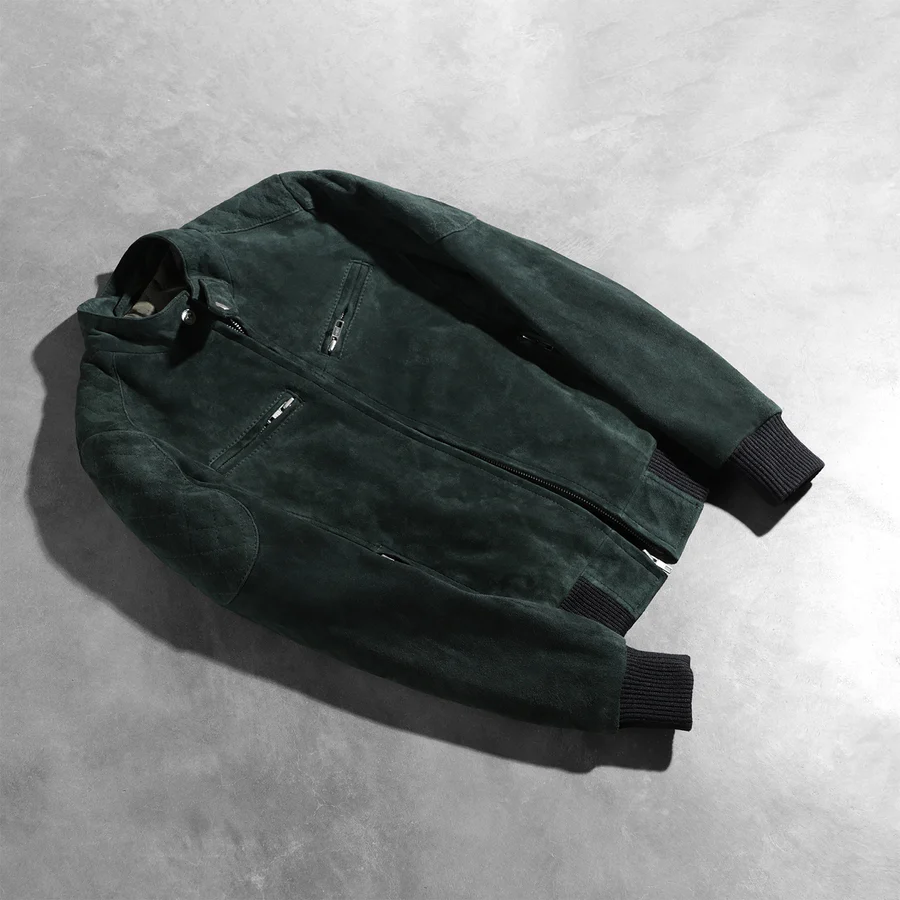 Zenna Green Suede Bomber Jacket - Image 4