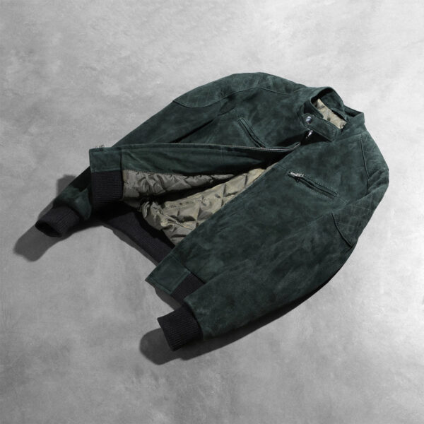 Zenna Green Suede Bomber Jacket - Image 3