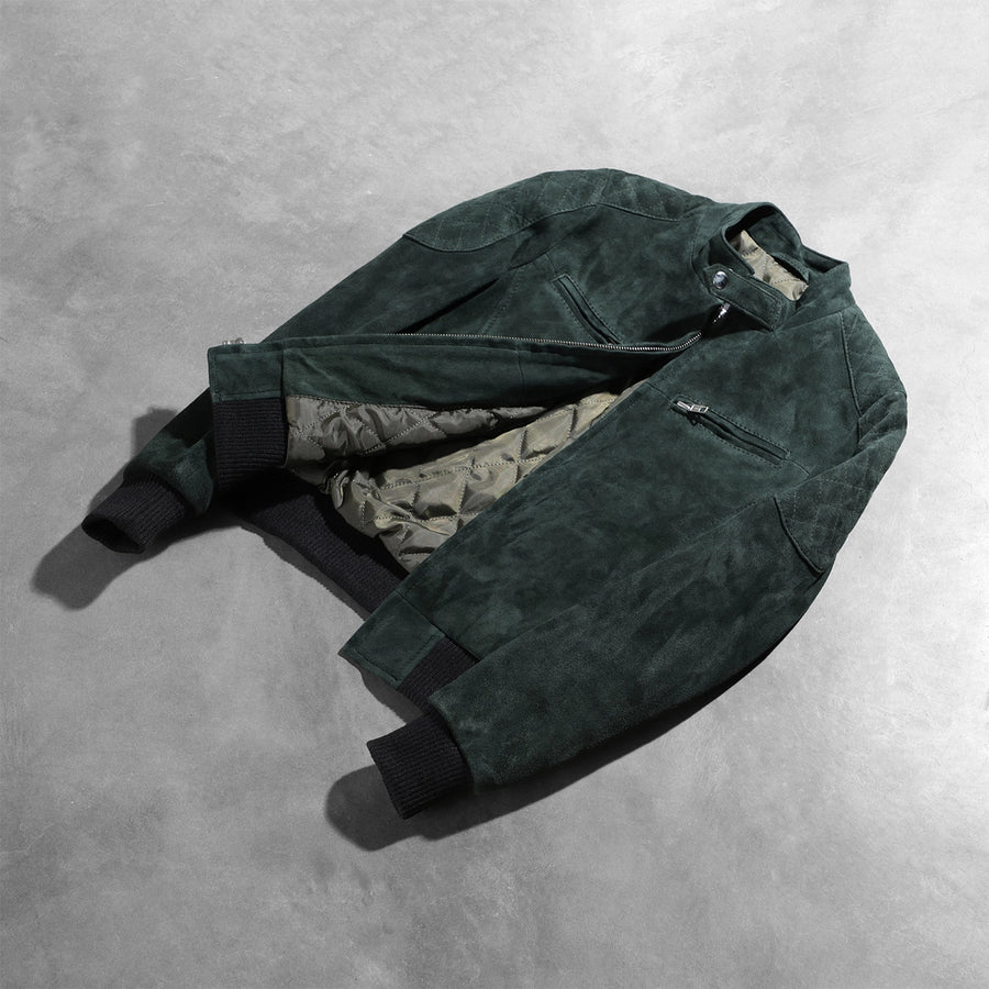 Zenna Green Suede Bomber Jacket - Image 3